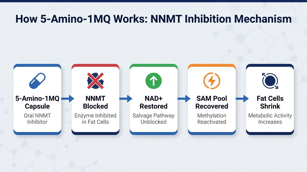 5-Amino-1MQ NNMT inhibition mechanism and NAD+ restoration pathway