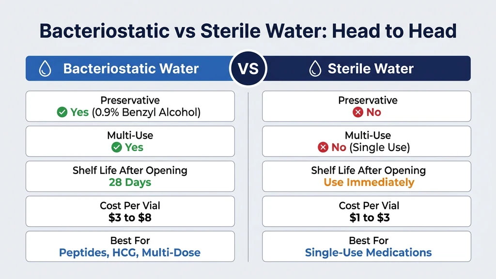 Bacteriostatic vs sterile water comparison