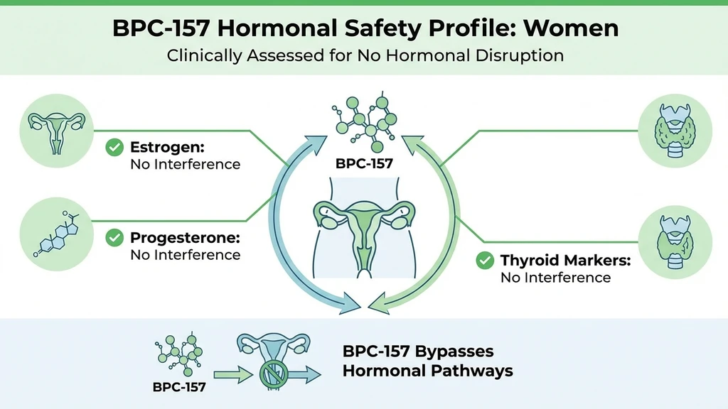 BPC-157 hormonal safety profile for women showing no direct hormonal interference
