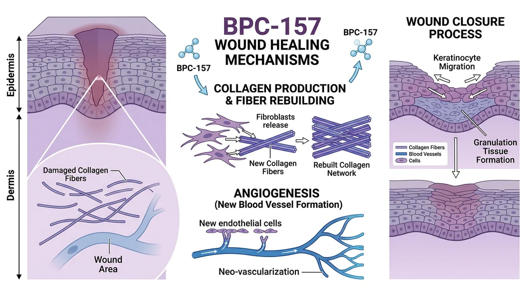 BPC-157 wound healing and collagen production pathways for skin repair