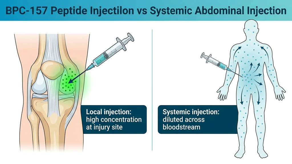 Comparison of local knee injection vs systemic abdominal injection peptide concentration