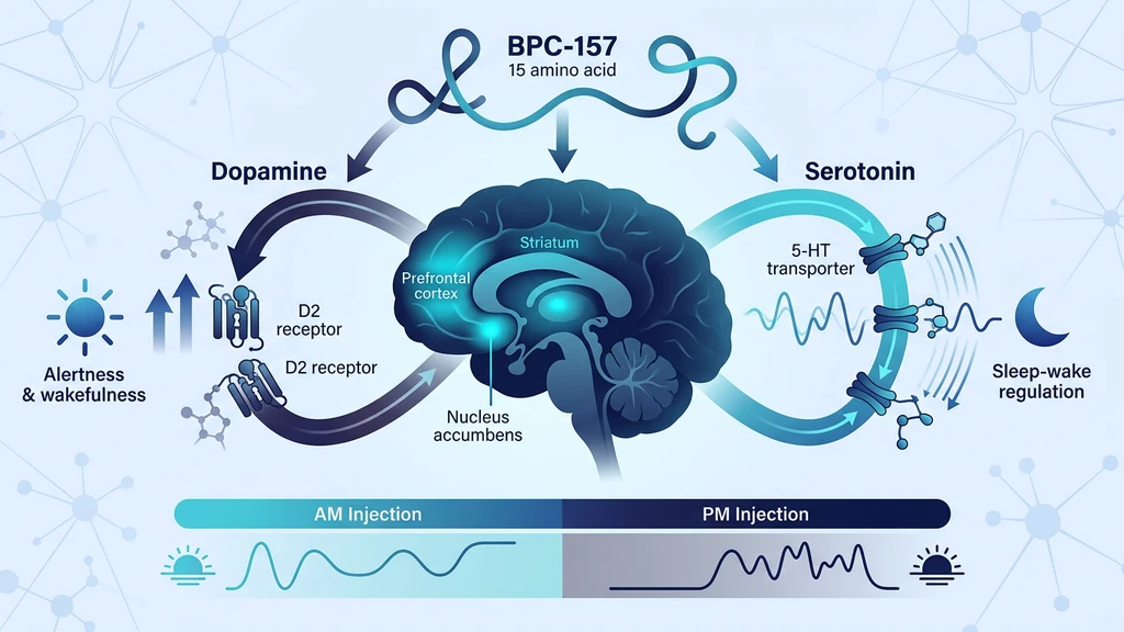BPC-157 dopamine serotonin sleep mechanism diagram