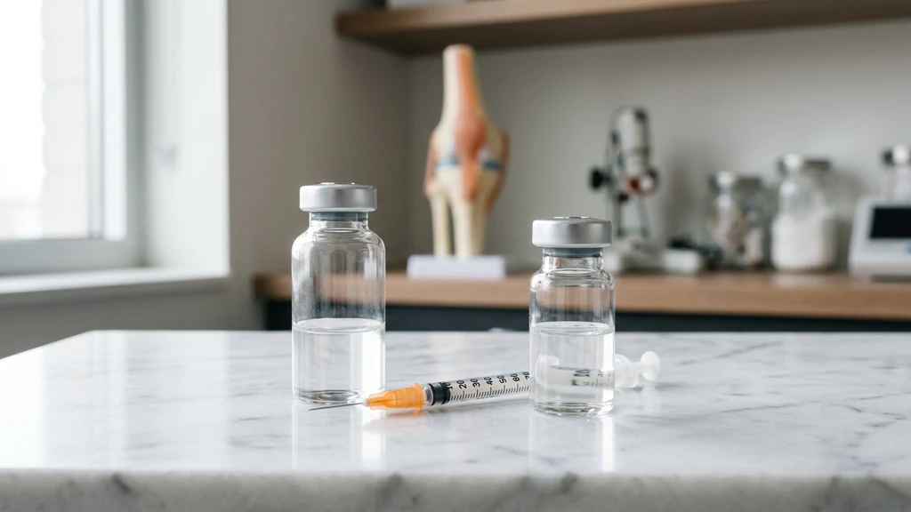 BPC-157 vs TB-500 peptide vials with syringe on clinical desk