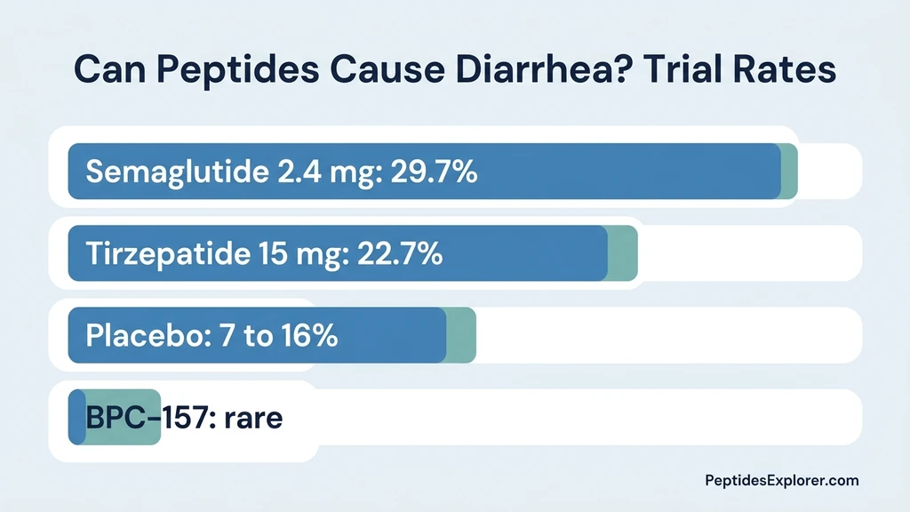 Can peptides cause diarrhea: ranked chart of peptide classes by diarrhea risk with trial percentages