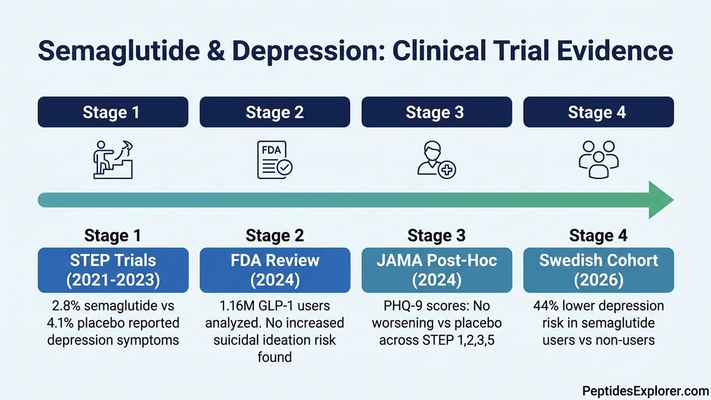 Semaglutide and depression clinical trial evidence timeline