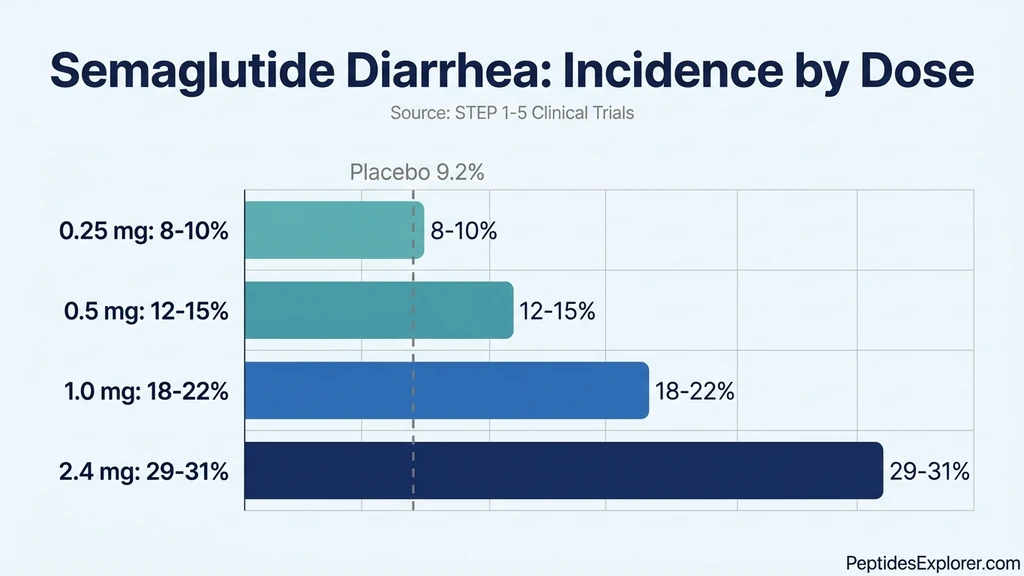 Semaglutide diarrhea incidence by dose from STEP clinical trials