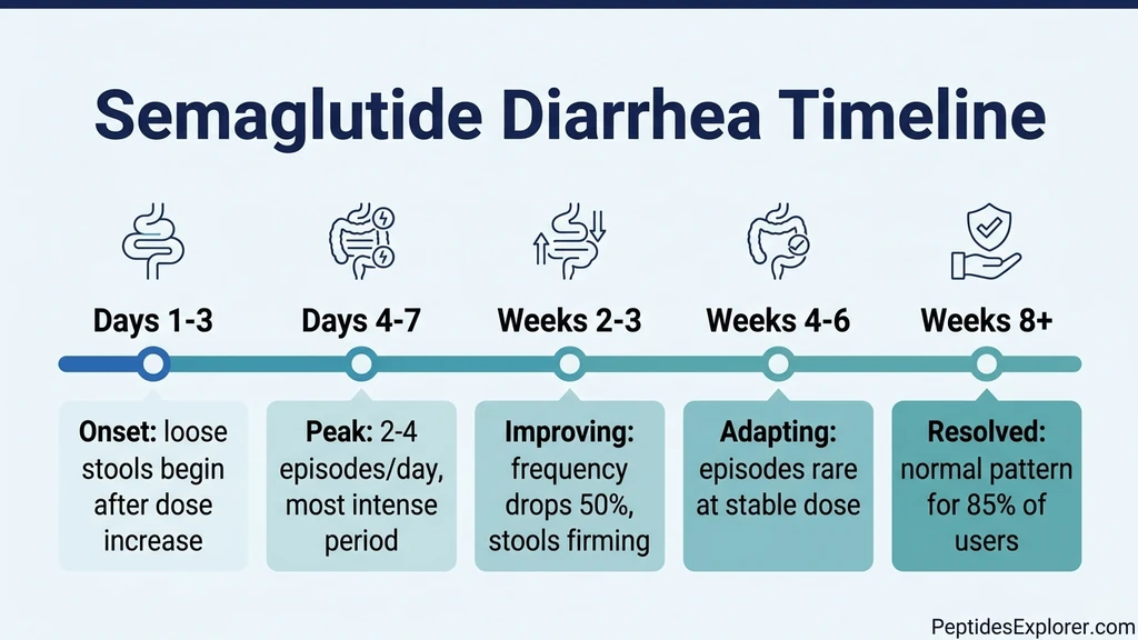 Semaglutide diarrhea timeline from onset through resolution