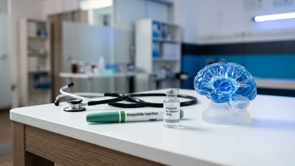 Tirzepatide injection pen and brain model in clinical setting