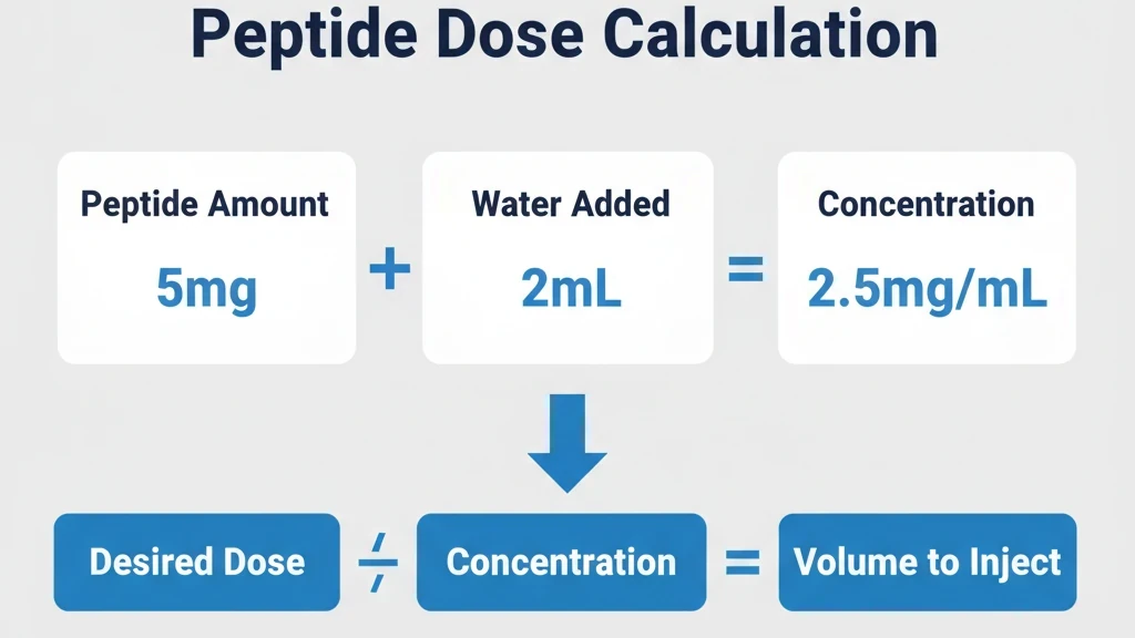 Peptide dose calculation visual guide with syringe markings