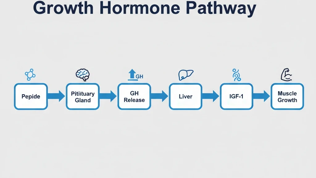 Growth hormone to IGF-1 muscle building pathway diagram