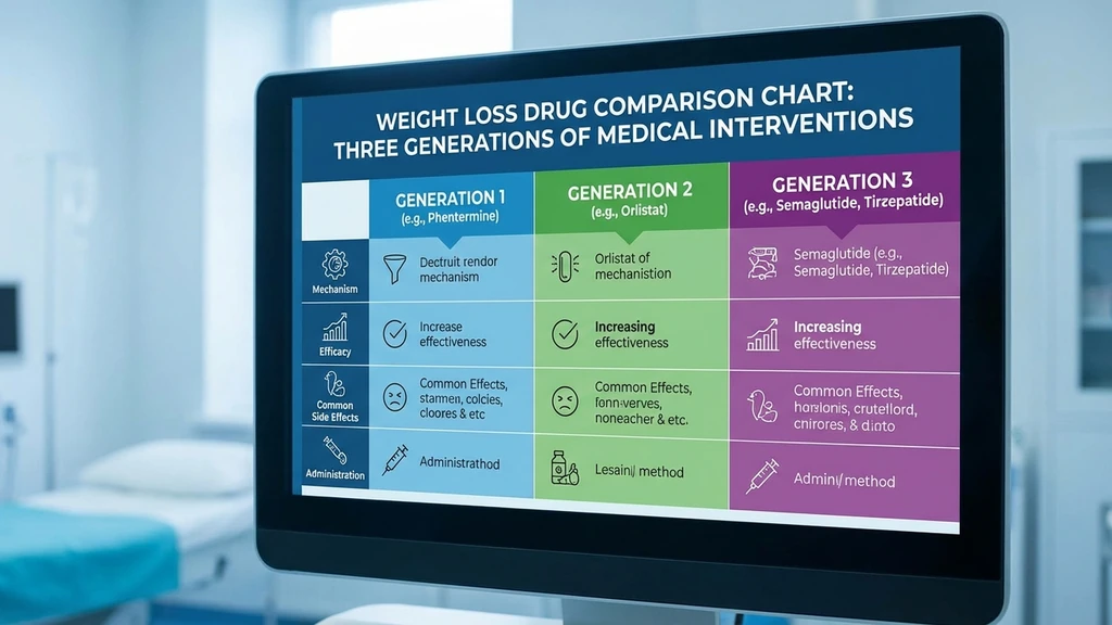 Weight loss comparison: semaglutide 15%, tirzepatide 22.5%, retatrutide 28.7% - generational evolution of GLP drugs