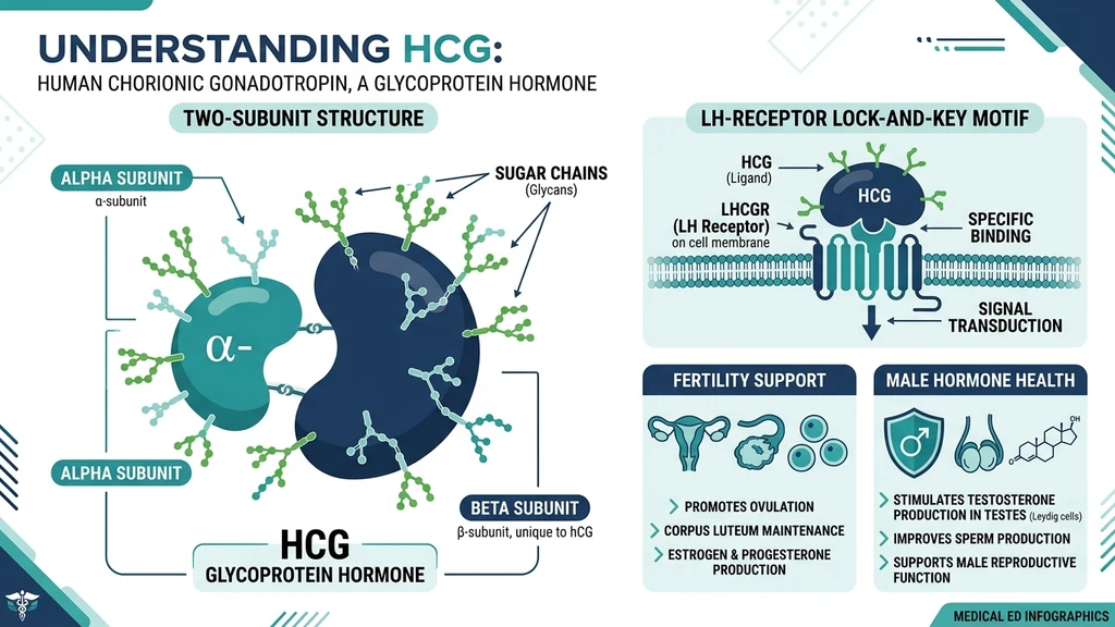HCG (human chorionic gonadotropin) hormone structure and medical uses overview