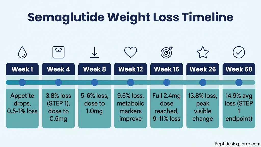 Semaglutide weight loss timeline week by week from appetite changes to peak results