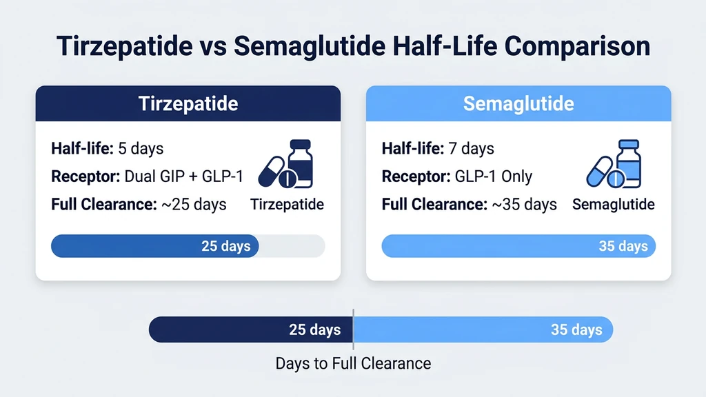 Tirzepatide vs semaglutide half-life comparison
