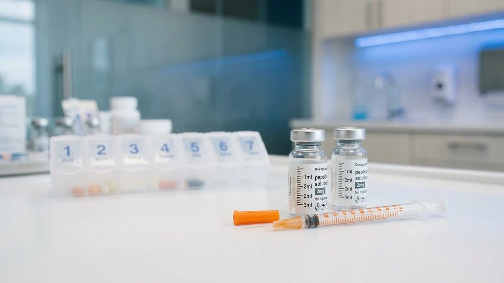 How to take retatrutide: peptide vials with dosage markings and insulin syringe on clinical surface
