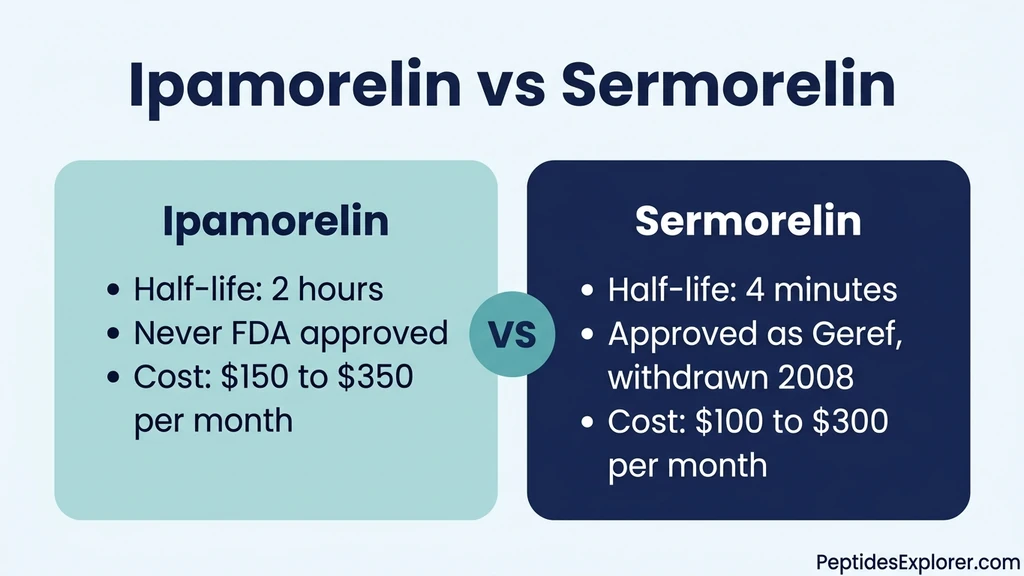 Ipamorelin vs sermorelin comparison: ghrelin receptor agonist vs GHRH analog, half-life and selectivity side by side