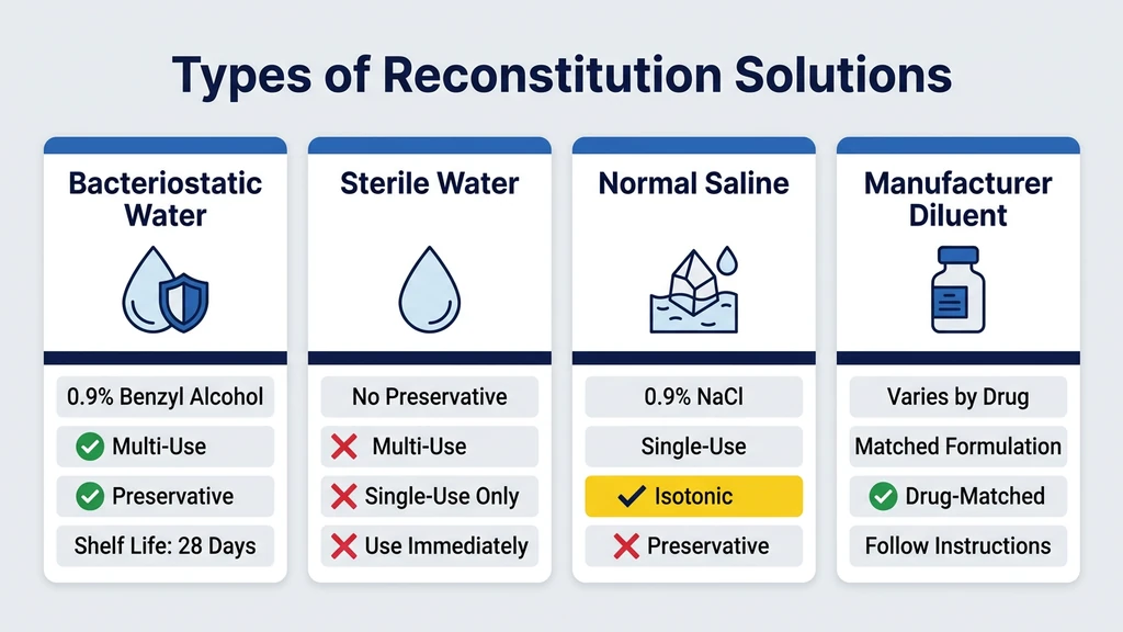 Reconstitution solution types comparison