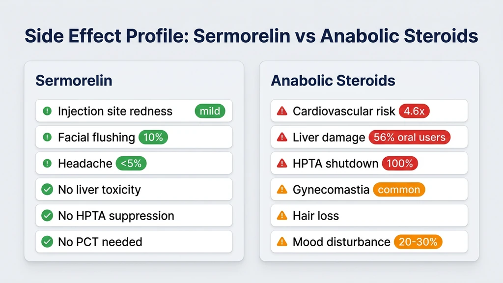 Sermorelin vs steroid side effect profile comparison chart