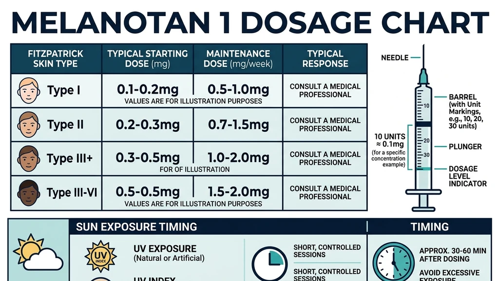 Melanotan 1 dosage chart by skin type with syringe units and UV timing