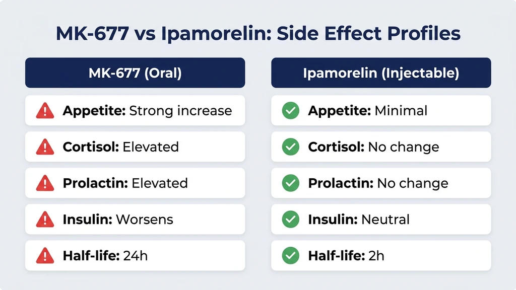 MK-677 vs ipamorelin side effect comparison chart