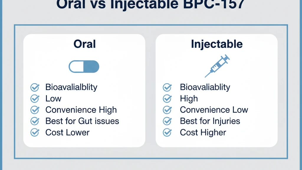 Oral vs injectable BPC-157 comparison infographic