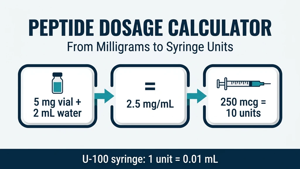 Peptide dosage calculator: vial strength, bacteriostatic water volume, and insulin syringe units