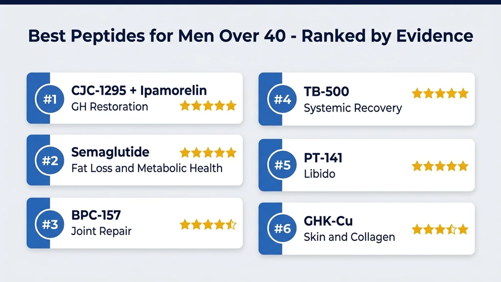Top 10 peptides for men over 40 ranked infographic