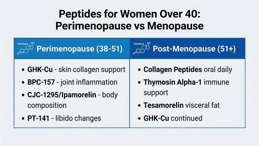 Peptides for women over 40: perimenopause vs post-menopause protocol