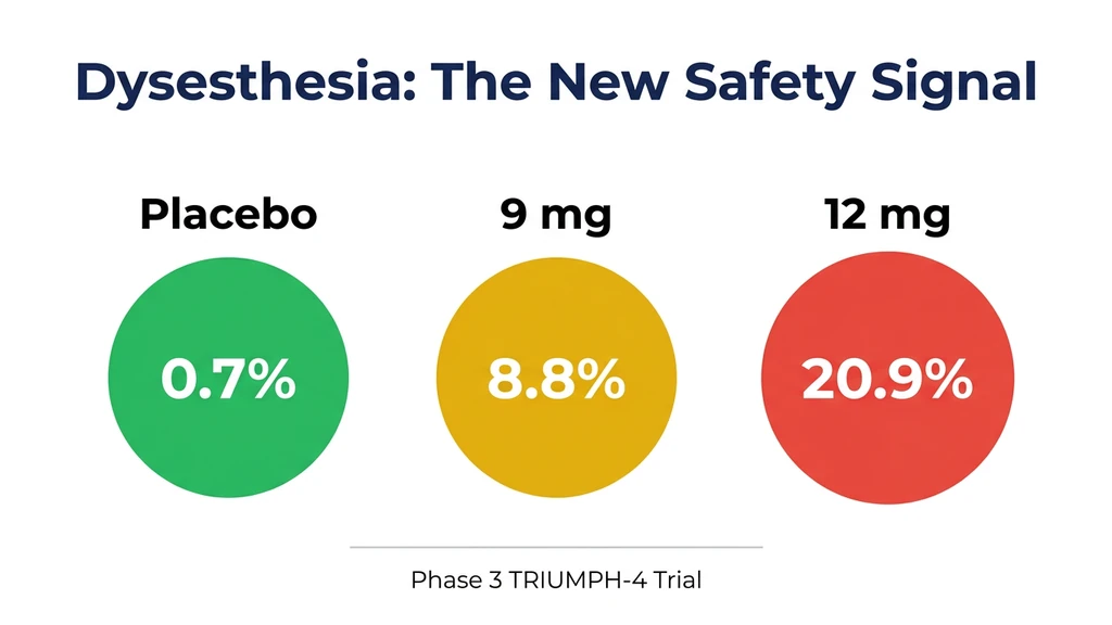 Retatrutide dysesthesia rates by dose from the TRIUMPH-4 trial