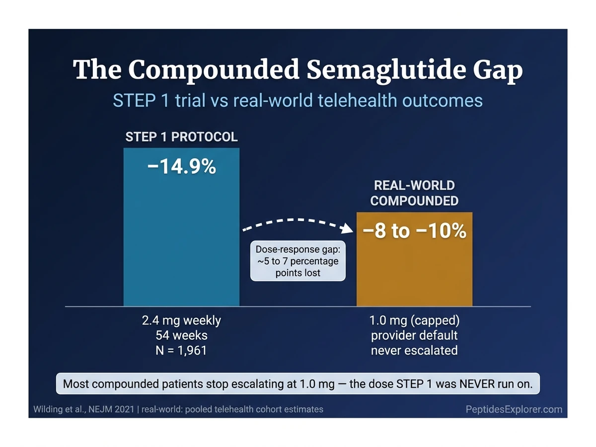 Compounded semaglutide titration gap: STEP 1 vs real-world telehealth outcomes