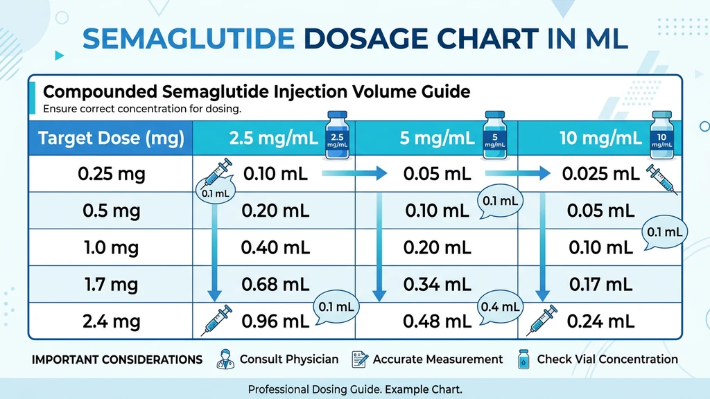 Semaglutide dosage chart in mL for compounded vials