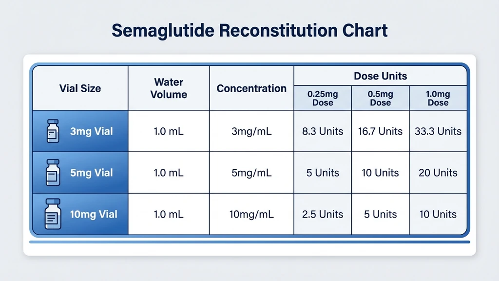 Semaglutide vial reconstitution reference chart