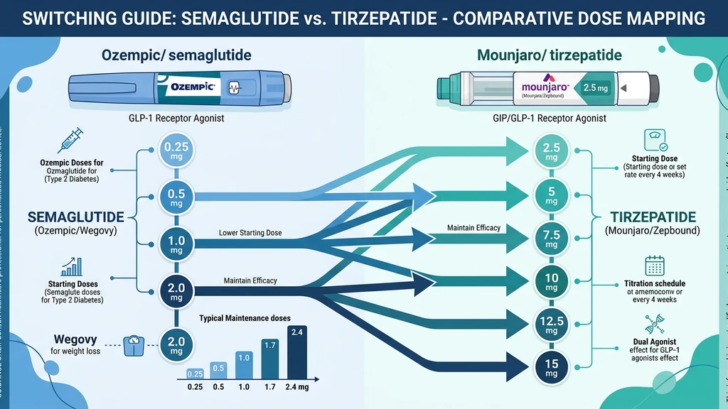 Semaglutide to tirzepatide dose mapping comparison
