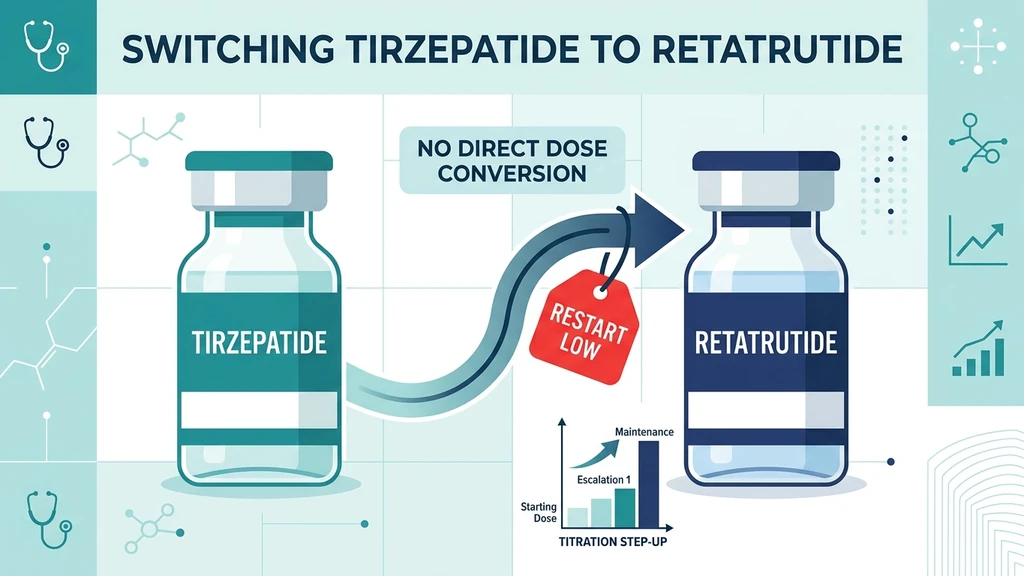 Switching from tirzepatide to retatrutide: dose conversion and titration restart