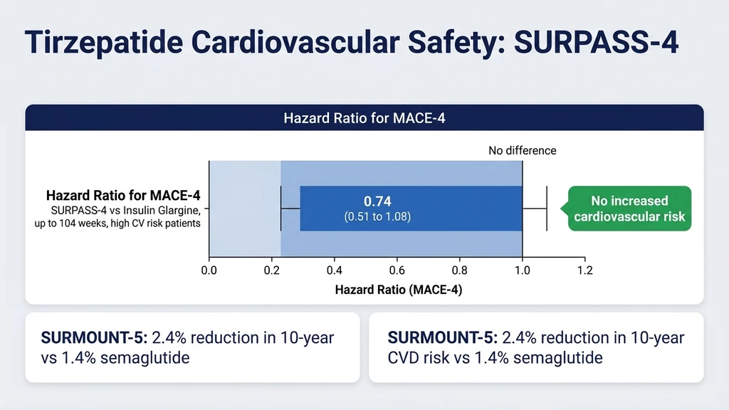 Tirzepatide cardiovascular safety: MACE-4 hazard ratio visualization from SURPASS-4