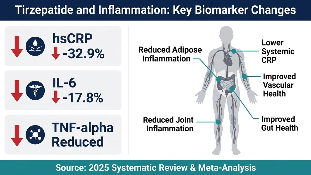 Tirzepatide and inflammation key biomarker changes showing CRP and IL-6 reductions