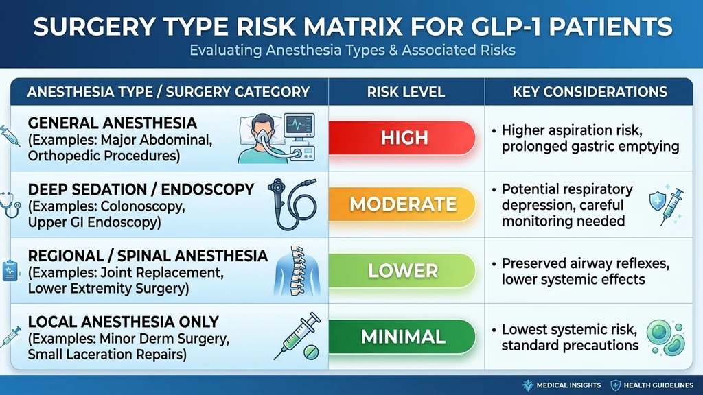 Surgery type risk matrix for GLP-1 patients