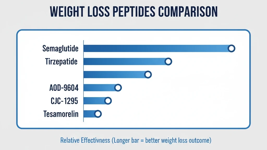 Weight loss peptide comparison chart - AOD-9604 vs CJC-1295 vs Semaglutide