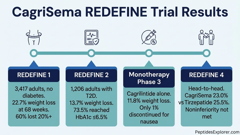 CagriSema REDEFINE trial results timeline