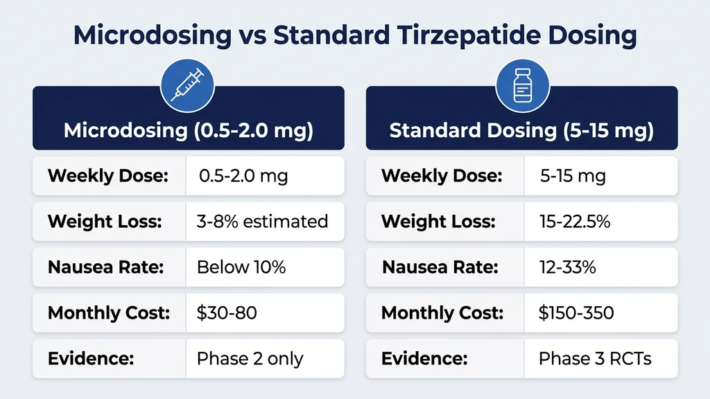 Microdosing tirzepatide vs standard titration comparison chart