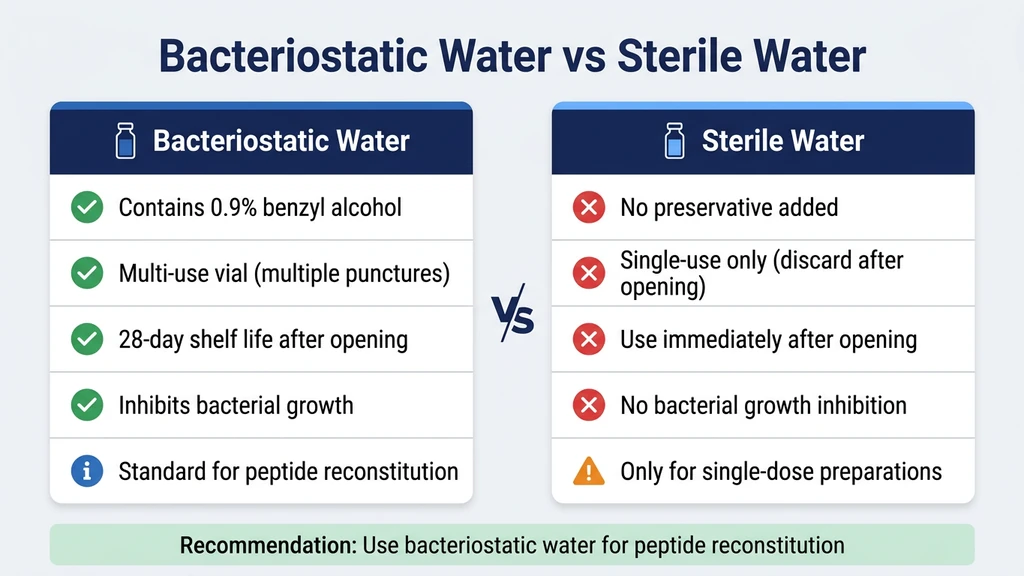 Bacteriostatic vs sterile water differences