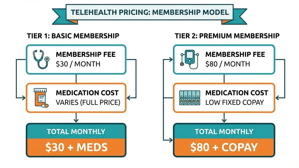 Zealthy pricing structure: $135 membership plus medication costs from $151 to $449 per month